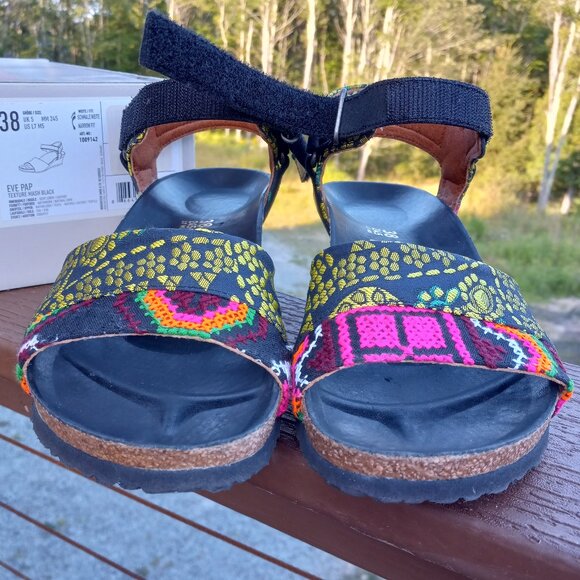 Birkenstock Papillio Eve Pap Texture Black Multi Color Wedge Sz 38 US 7 - 7.5 - Picture 9 of 16